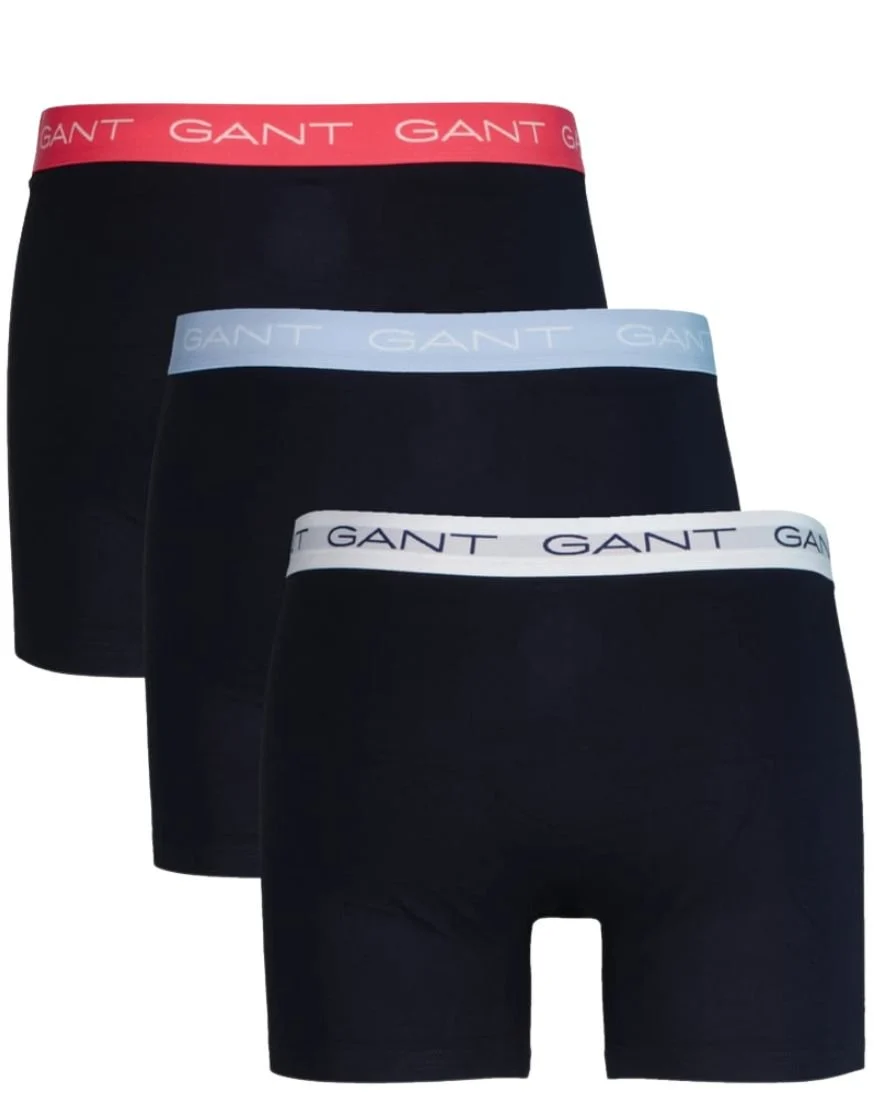 3-Pack Classic Logo Boxer Briefs, Black w/ coral/white/blue - Image 3