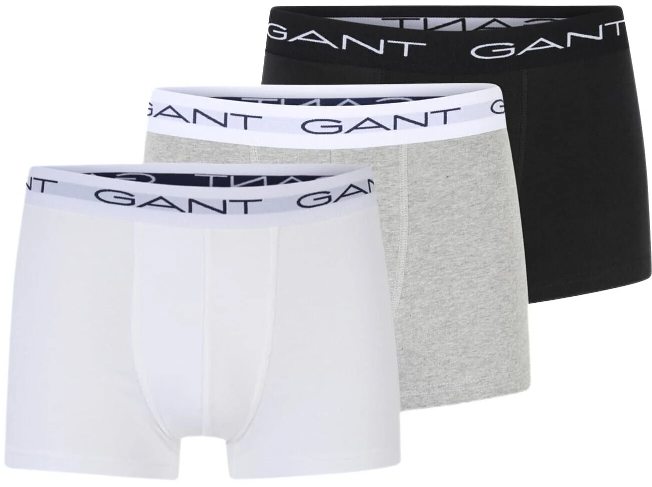 3-Pack Classic Logo Boxer Trunks, Black/White/Grey