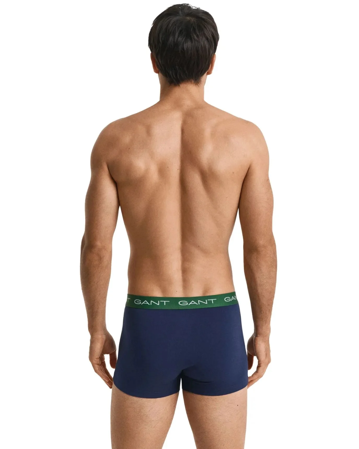 3-Pack Contrast Waistband Boxer Trunks, Navy w/ blue/green/burgundy - Image 3