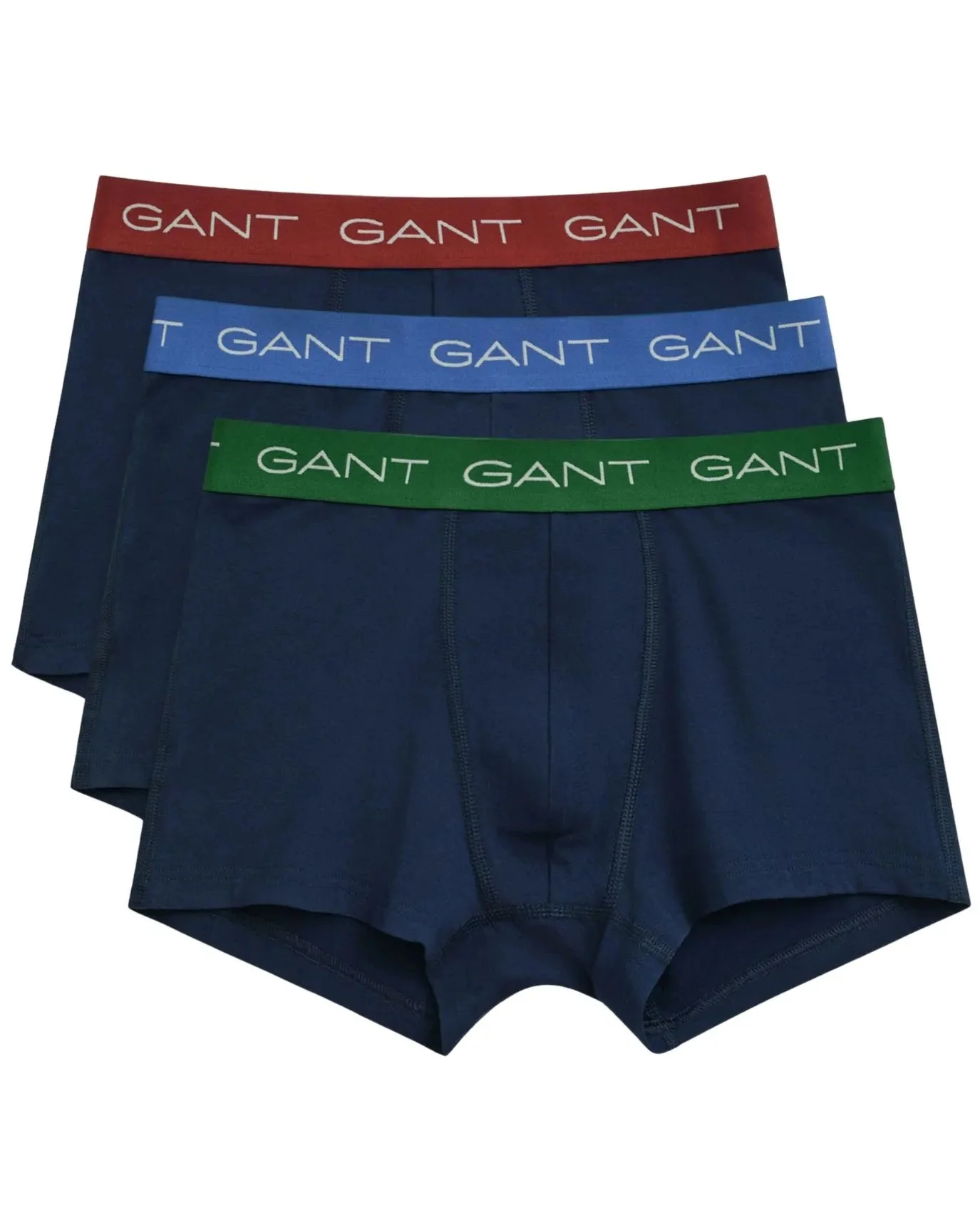 3-Pack Contrast Waistband Boxer Trunks, Navy w/ blue/green/burgundy - Image 4