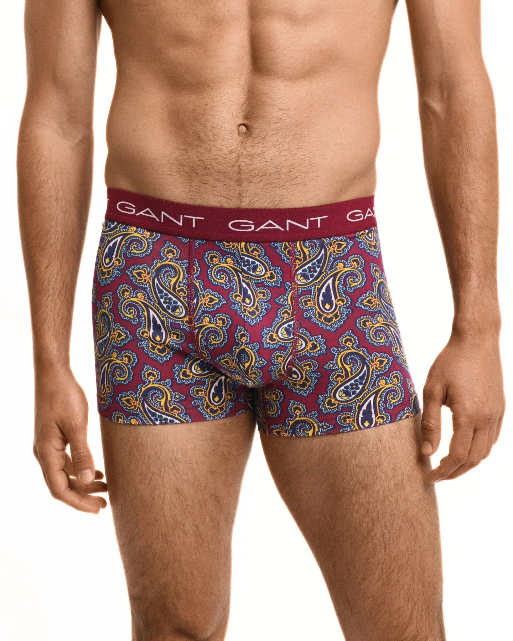 3-Pack Paisley Print Boxer Trunks, Burgundy/navy - Image 2