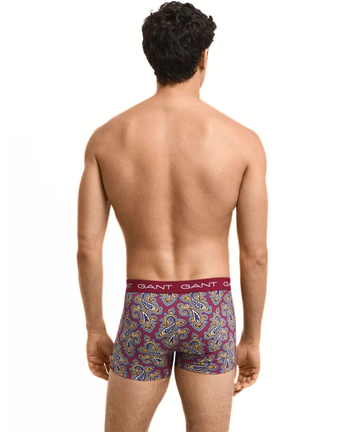 3-Pack Paisley Print Boxer Trunks, Burgundy/navy - Image 4
