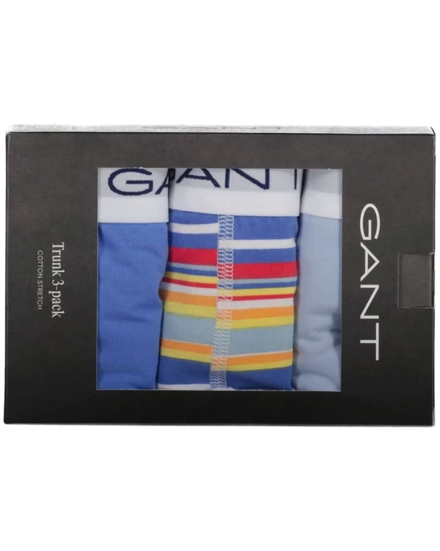 3-Pack Stripe Print Boxer Trunks, Perfect Blue - Image 2