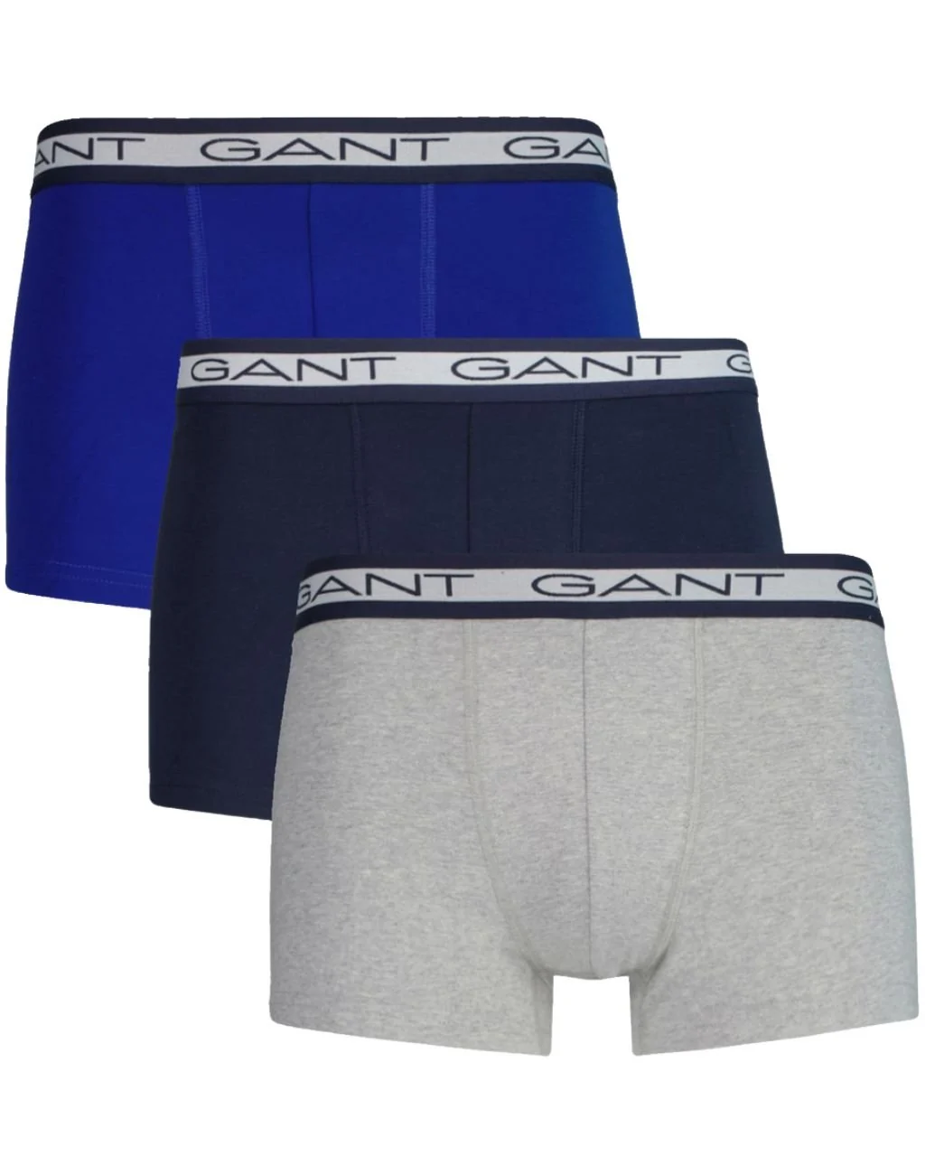 3-Pack Striped Waistband Boxer Trunks, Navy/Grey/Blue