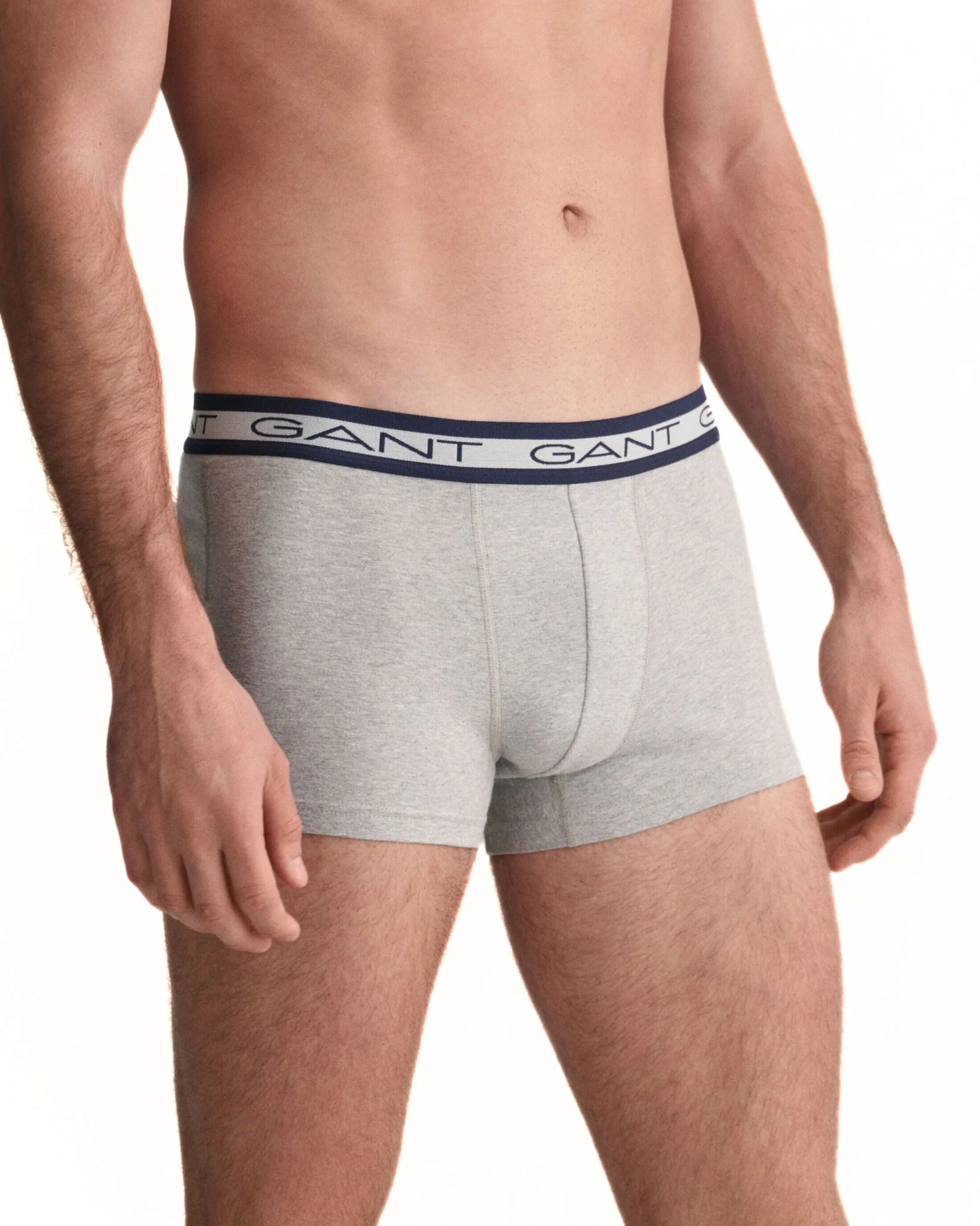 3-Pack Striped Waistband Boxer Trunks, Navy/Grey/Blue - Image 3