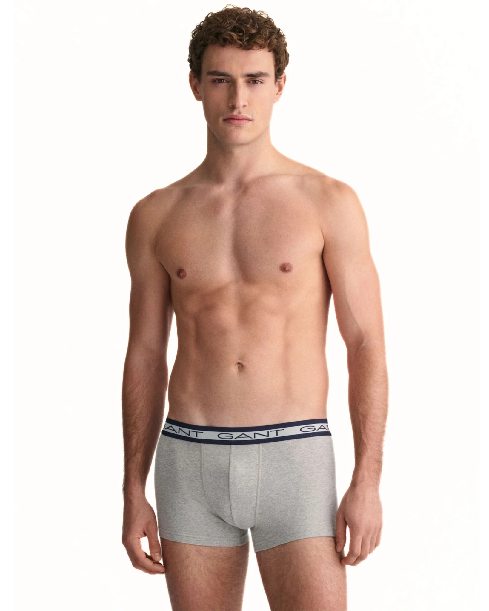 3-Pack Striped Waistband Boxer Trunks, Navy/Grey/Blue - Image 4