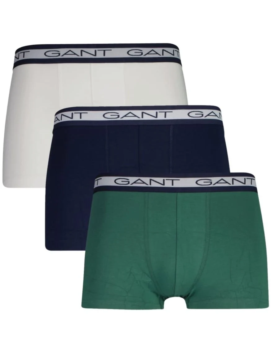 3-Pack Striped Waistband Boxer Trunks, Navy/White/Green
