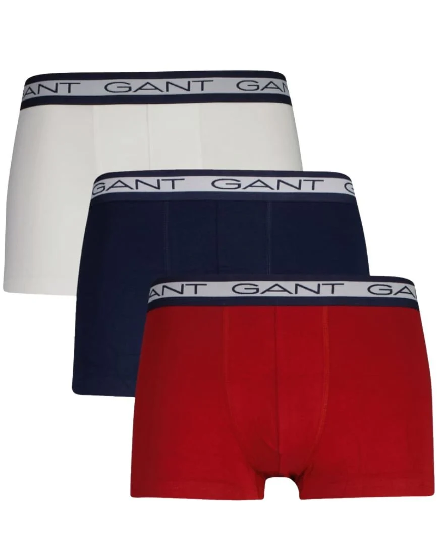 3-Pack Striped Waistband Boxer Trunks, Navy/White/Red