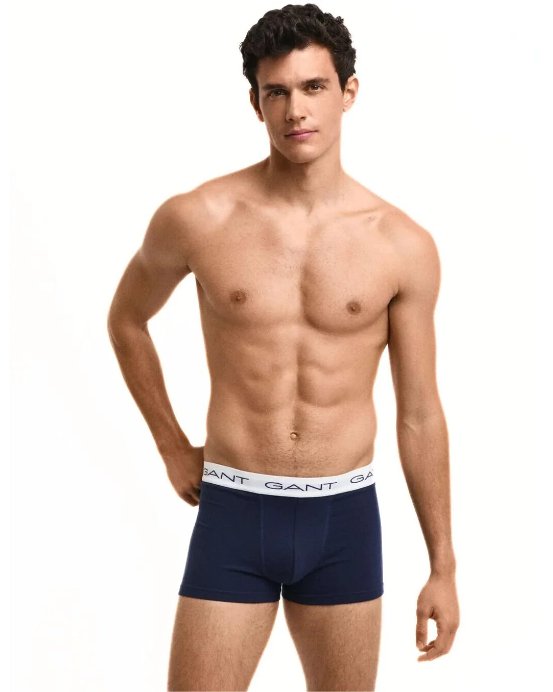 5-Pack White Waistband Boxer Trunks, Red/White/Navy/Blue/Black - Image 4