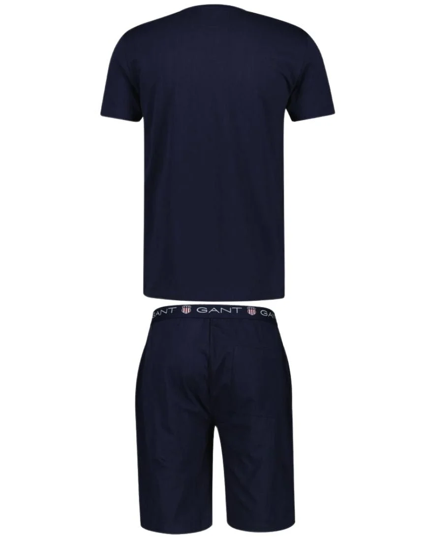Jersey T-Shirt & Shorts Pyjama Set, Navy - Image 4