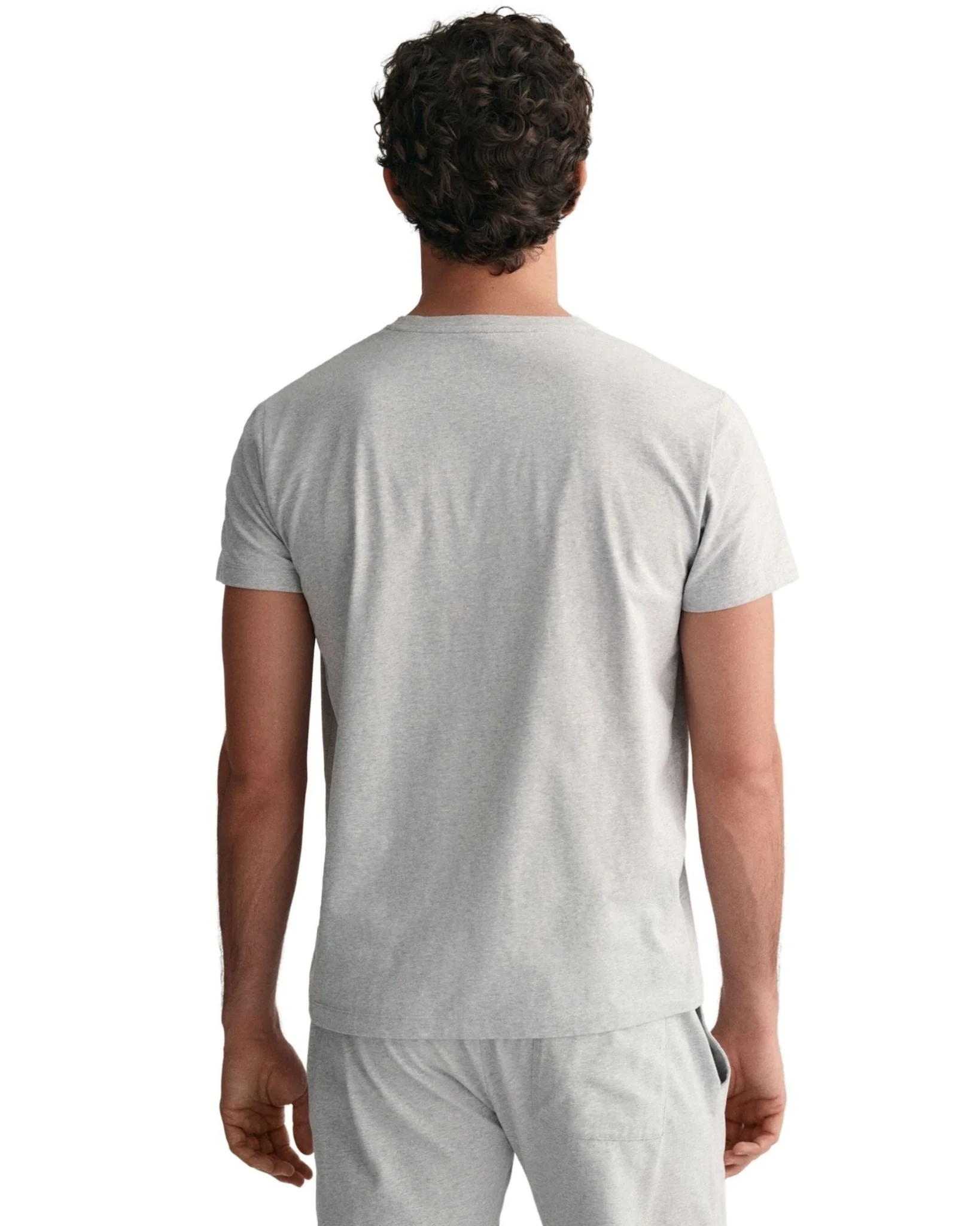 Shield Logo Jersey Pyjama T-Shirt, Light Grey Melange - Image 4