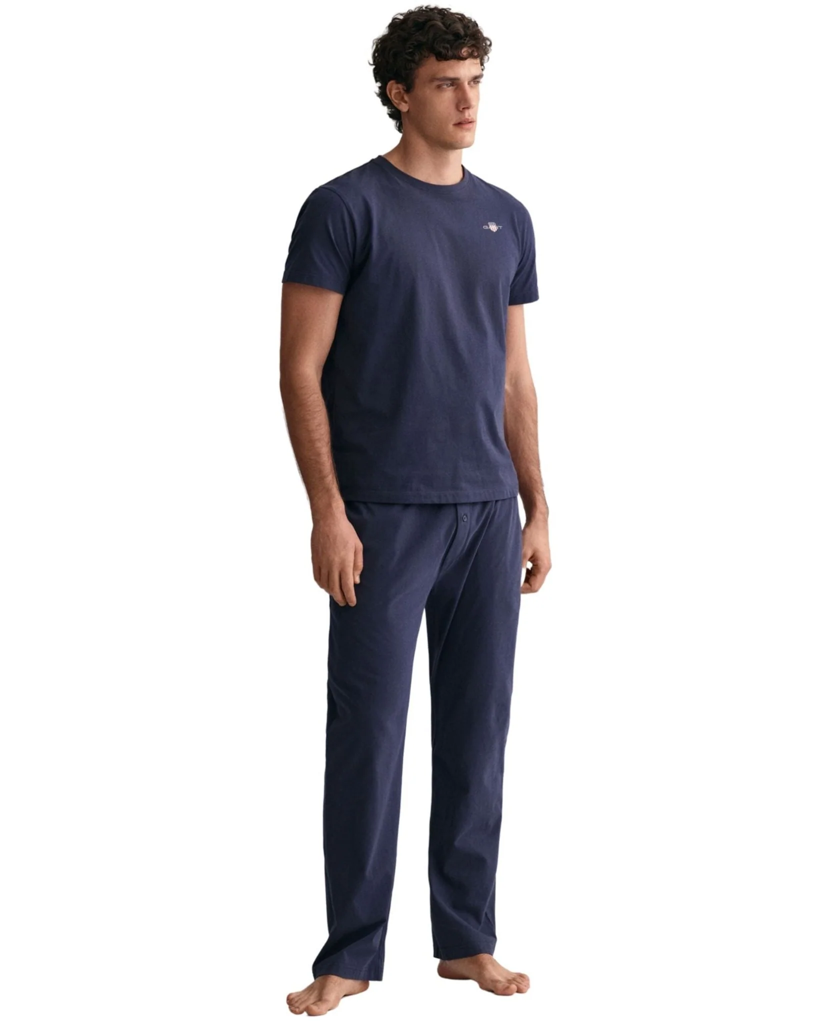 Shield Logo Jersey Pyjama T-Shirt, Navy - Image 4