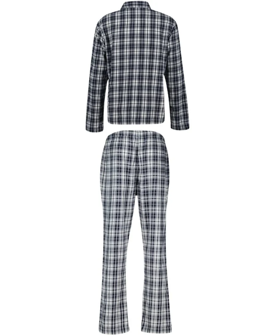 Plaid Check Flannel Pyjamas Gift Set, Evening Blue - Image 5