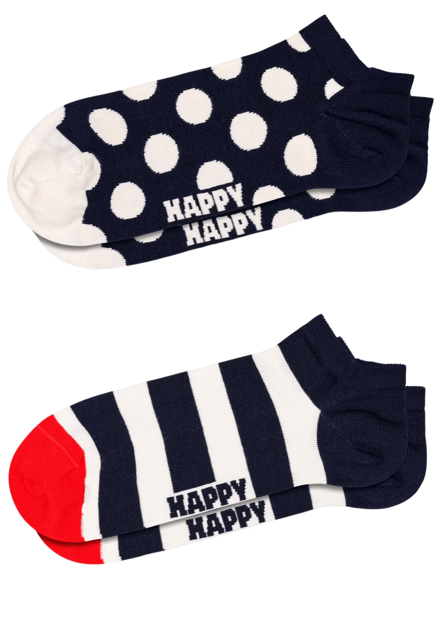 2-pack Big Dot Stripe Low Socks, Navy/White - Image 2