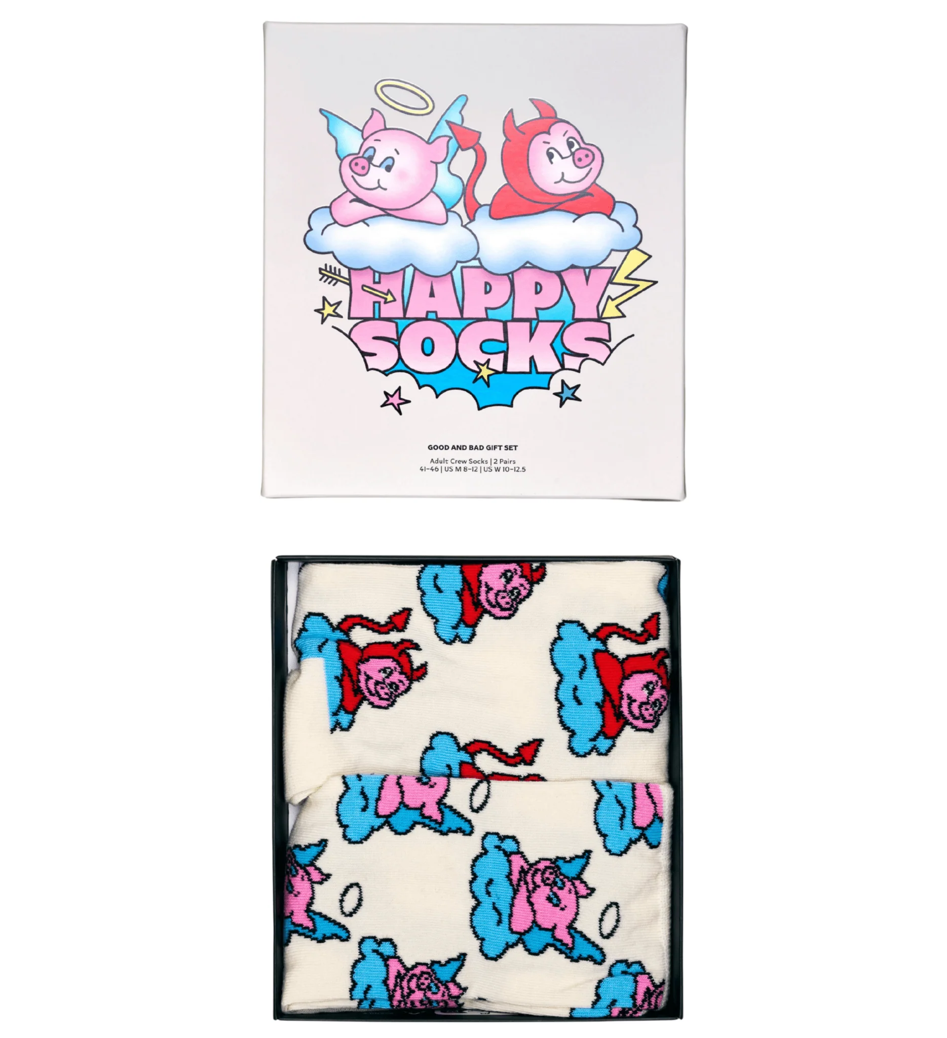 2-Pack Good Pig Bad Pig Socks Gift Box, White - Image 3