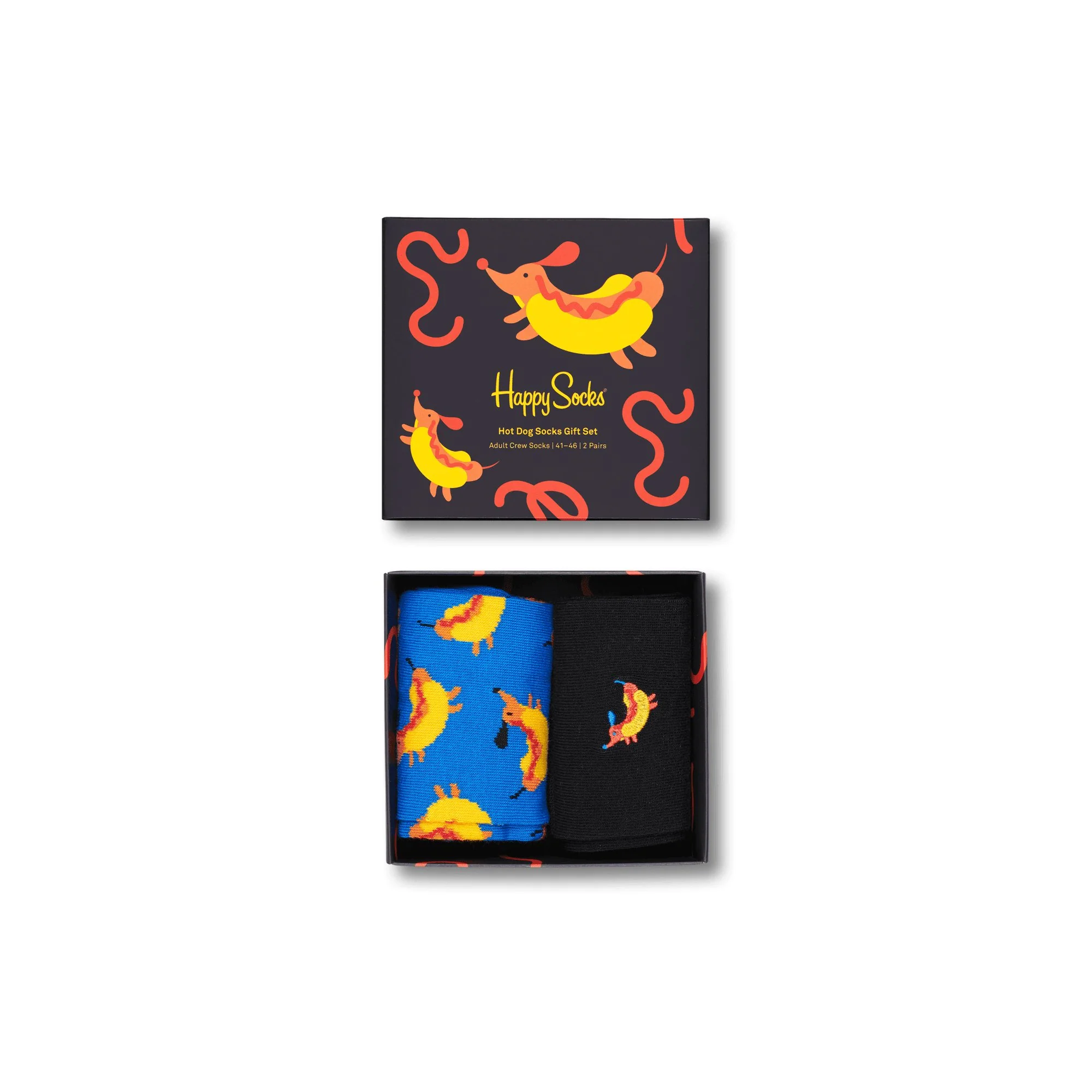 2-Pack Hot Dog Socks Gift Box, Black/Blue - Image 6