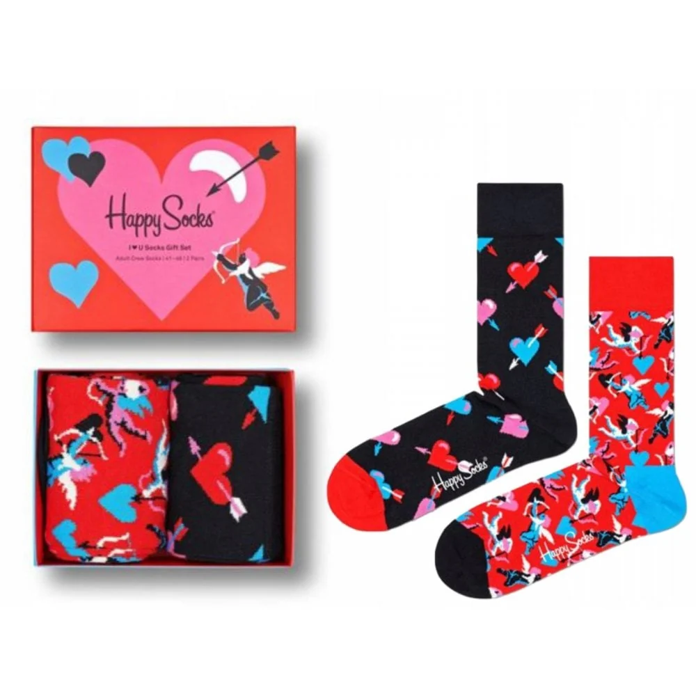 2-Pack I Love You Socks Gift Box, Red/Black - Image 3