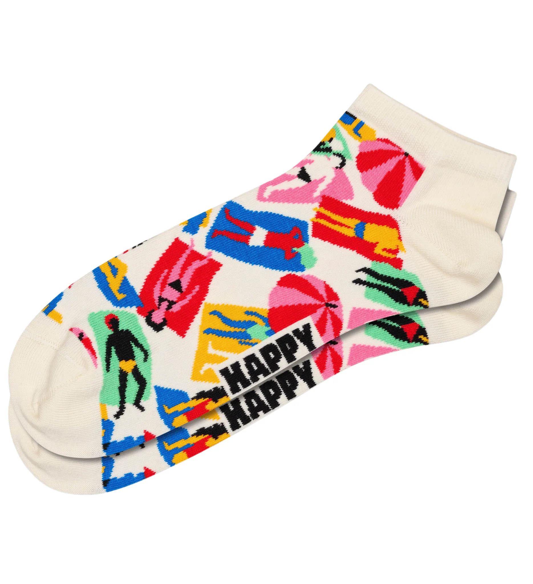 2-pack Ice Cream & Lazy Days Low Socks, Pink/White - Image 2