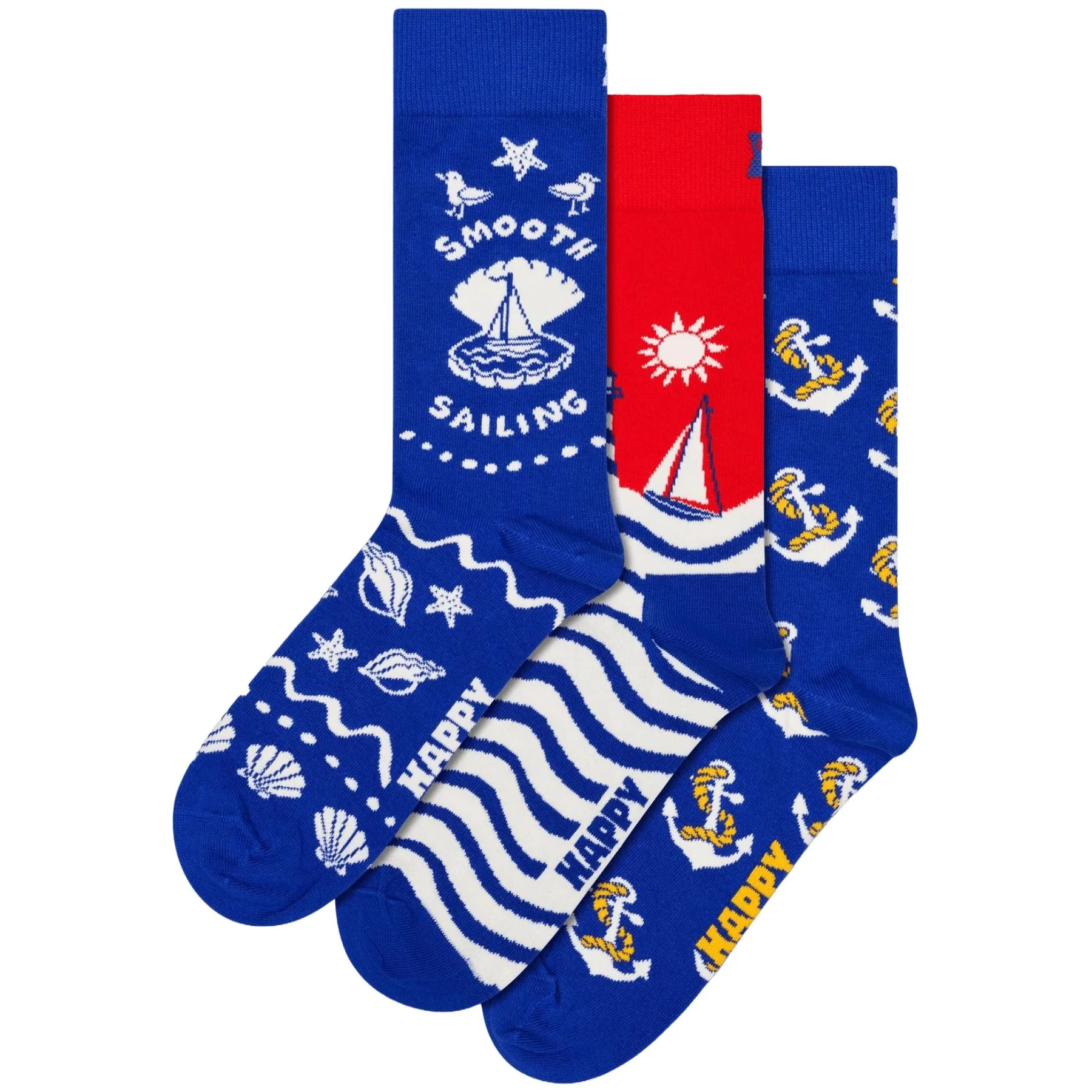 3-Pack Smooth Sailing Socks Gift Box, Blue/red - Image 6