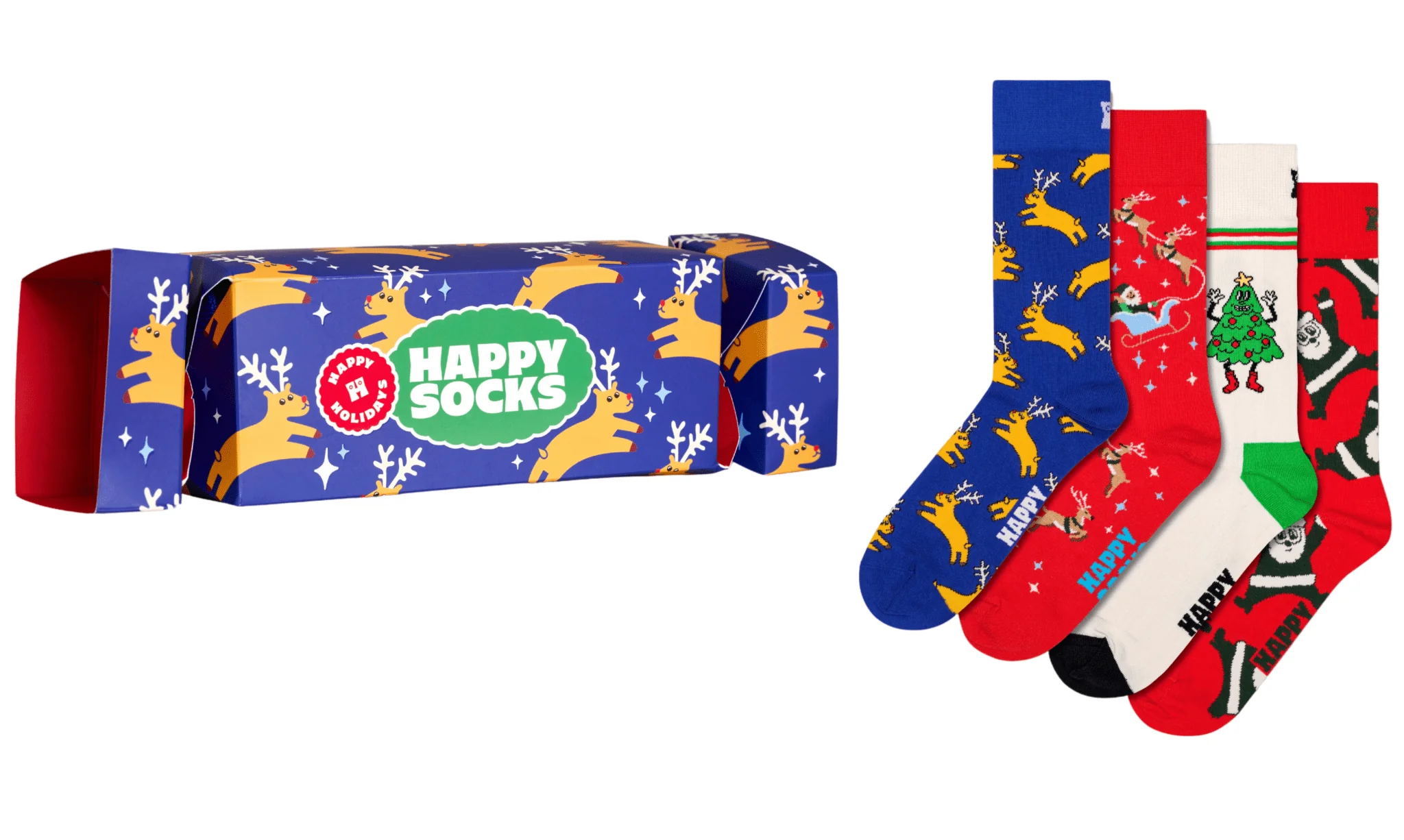 4-Pack Christmas Crackers Socks Gift Box, Red/white/blue - Image 2