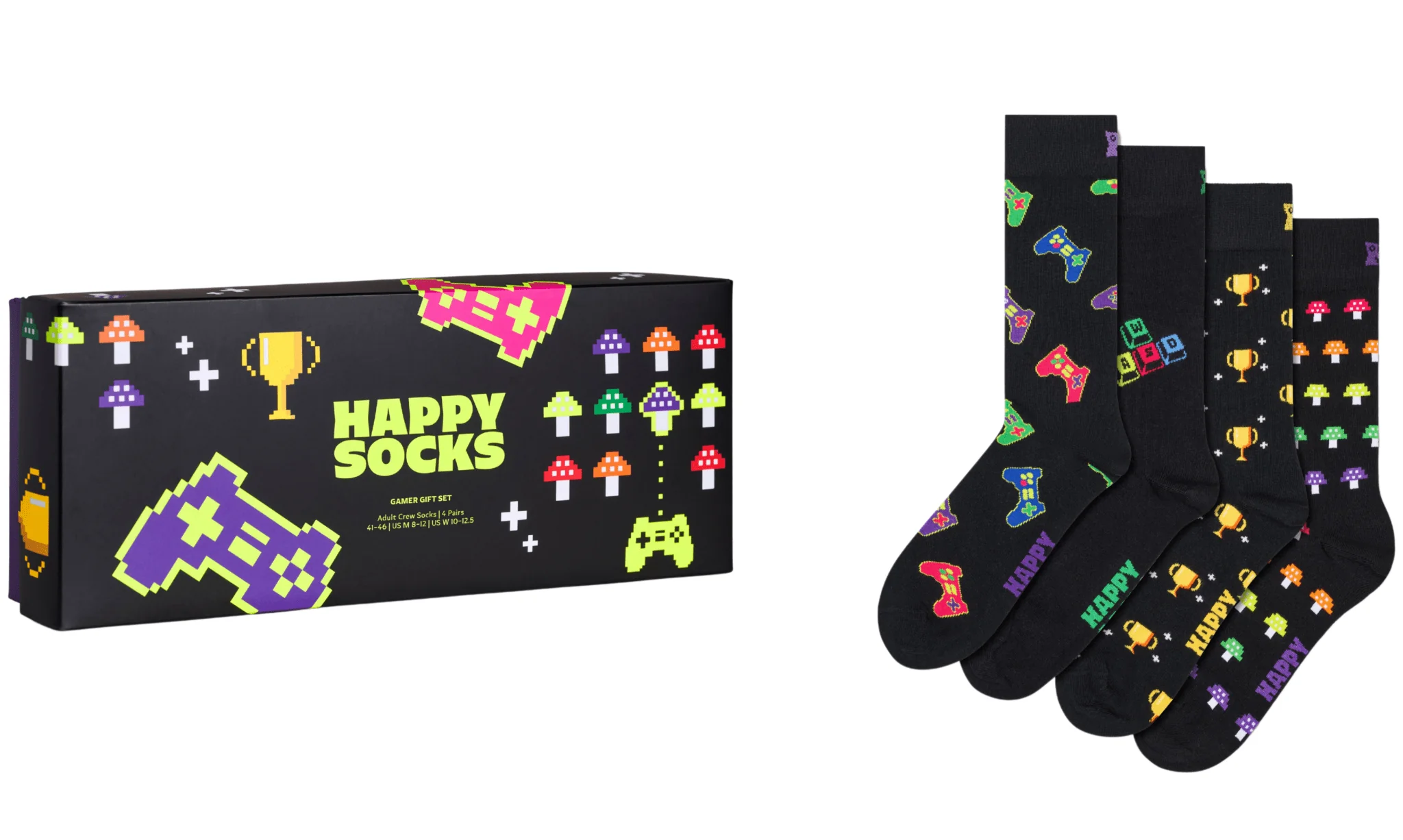 4-Pack Gamer Socks Gift Box, Black - Image 2