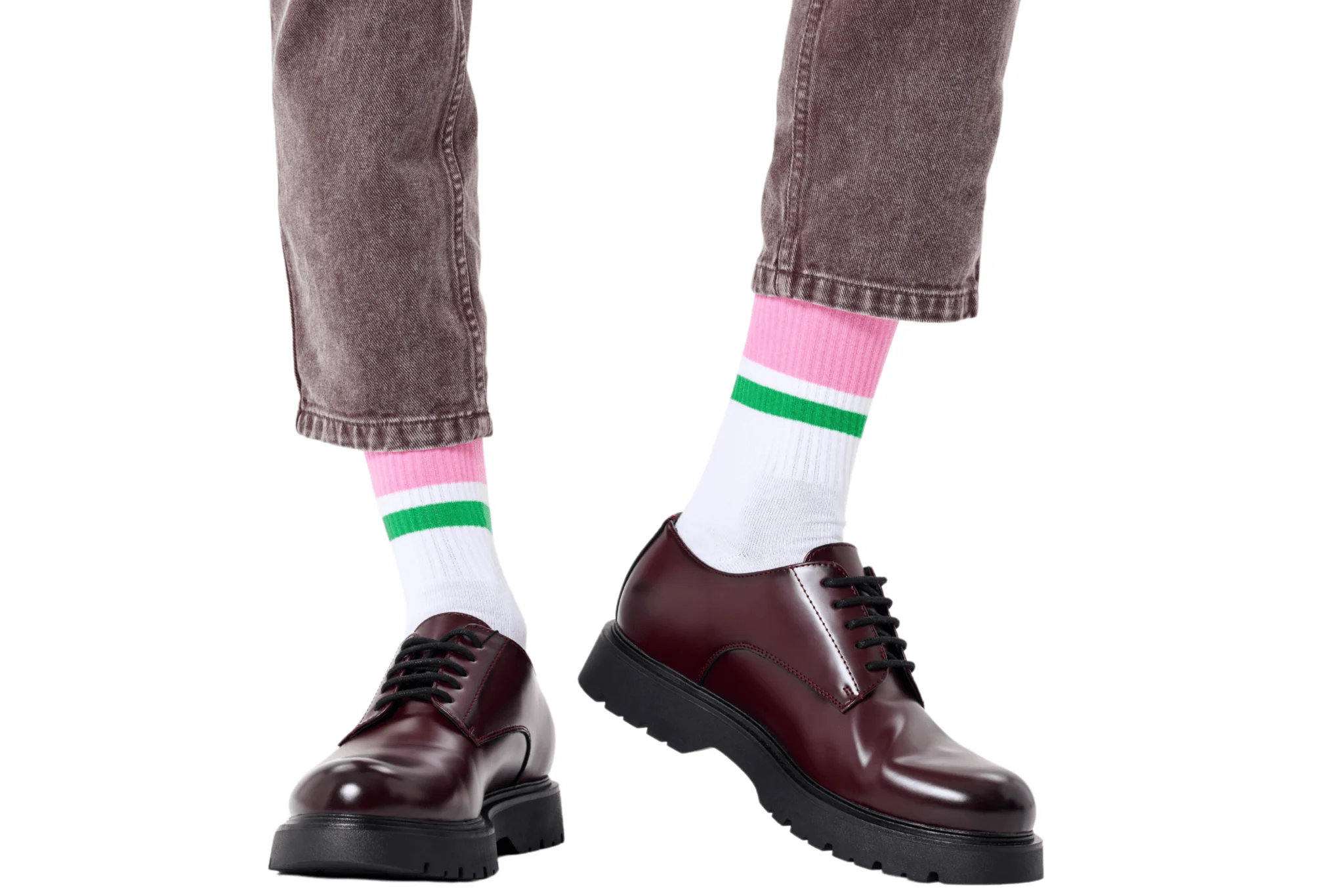 Simple Stripe Sneaker Sock, White - Image 2
