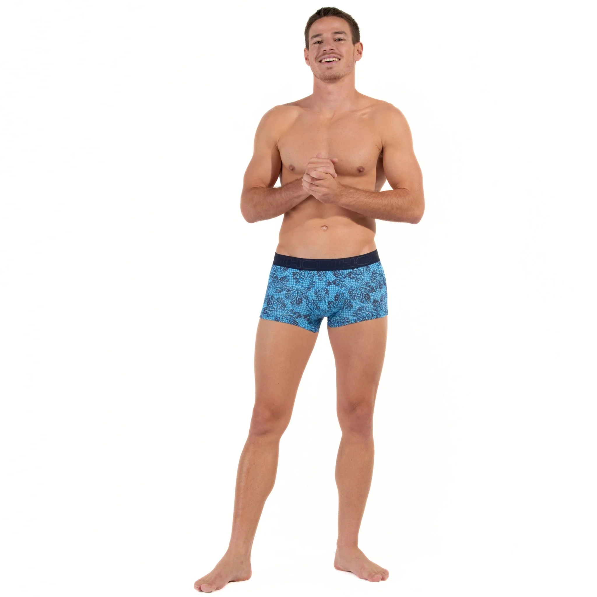 Douro Leaves Print Boxer Trunk, Blue - Image 4