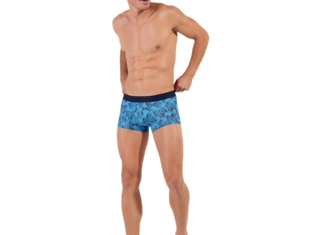 Douro Leaves Print Boxer Trunk, Blue - Image 5