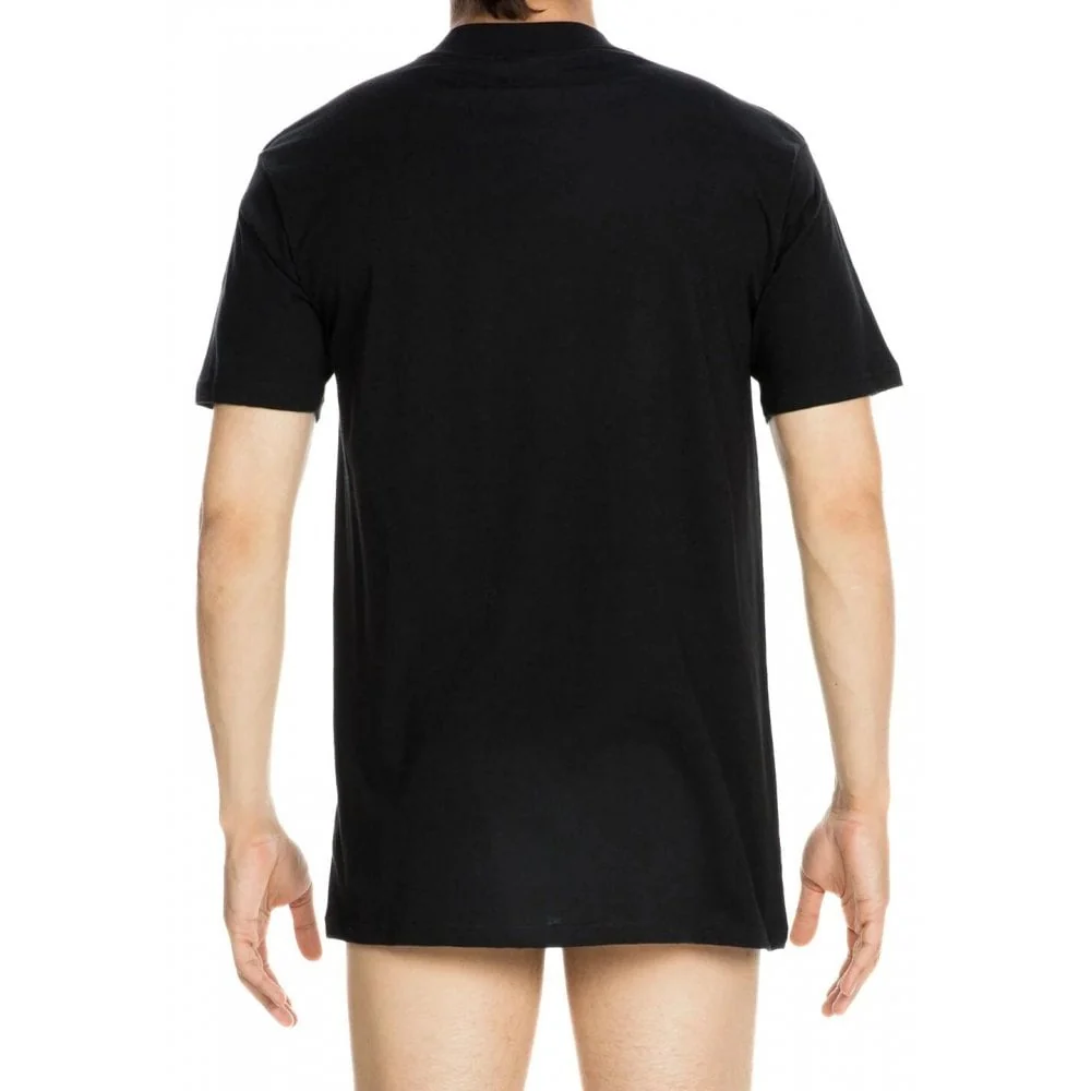 Harro Mercerised Cotton Crew-Neck T-Shirt, Black - Image 3