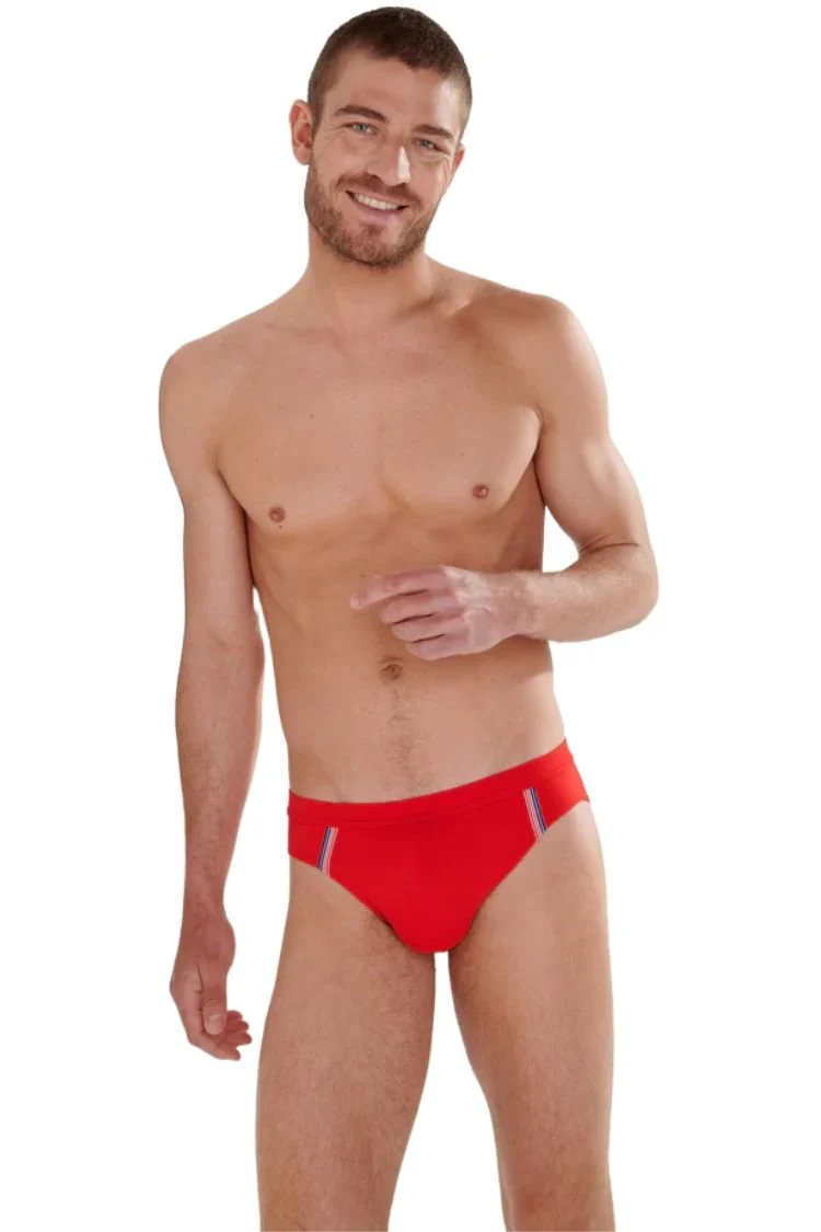 Nautical Cup Swim Mini Briefs, Red - Image 3