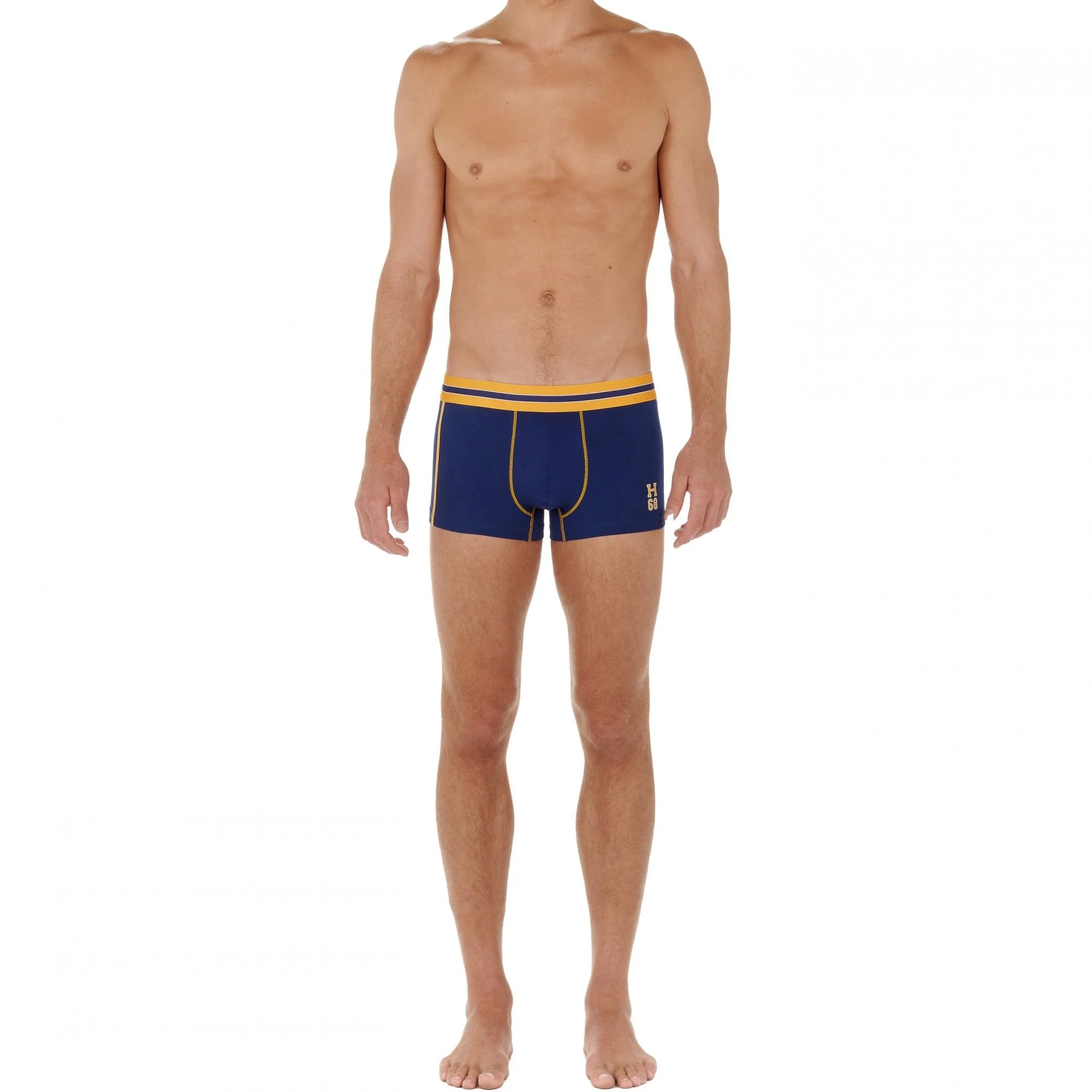 Run Sports Contrast Boxer Trunk, Blue/yellow - Image 4