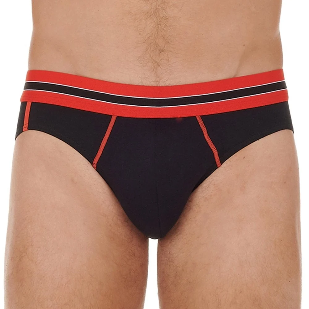 Run Sports Contrast Micro Brief, Black/red - Image 2