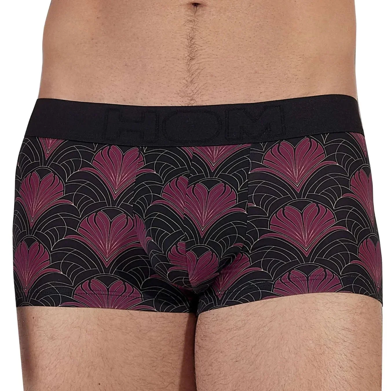 Temptation Carlyle Floral Hearts Print Boxer Trunk, Black/bordeaux
