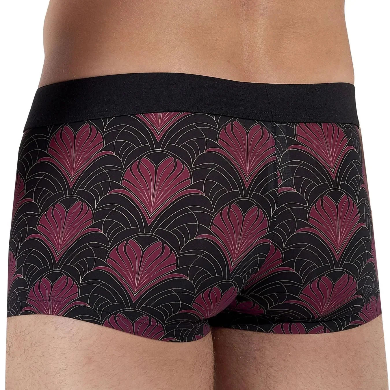 Temptation Carlyle Floral Hearts Print Boxer Trunk, Black/bordeaux - Image 2