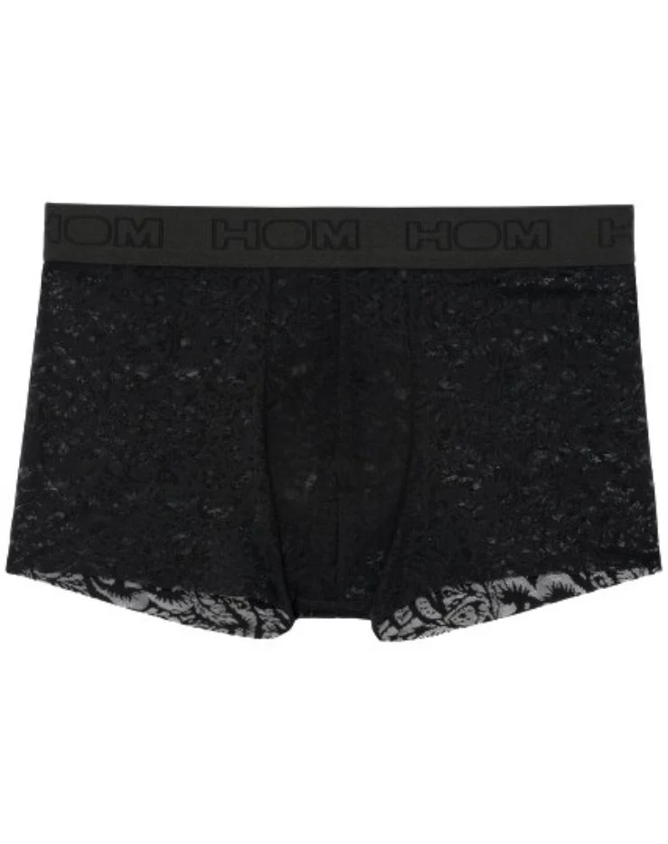 Temptation Free Cut Lace Boxer Trunk, Black