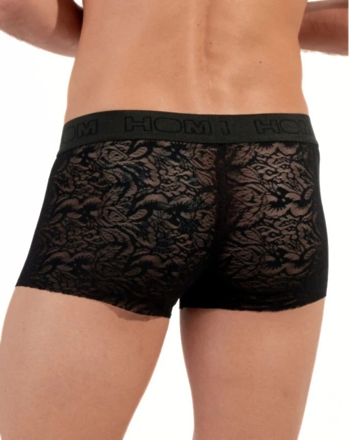 Temptation Free Cut Lace Boxer Trunk, Black - Image 2