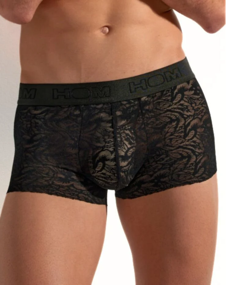 Temptation Free Cut Lace Boxer Trunk, Black - Image 3
