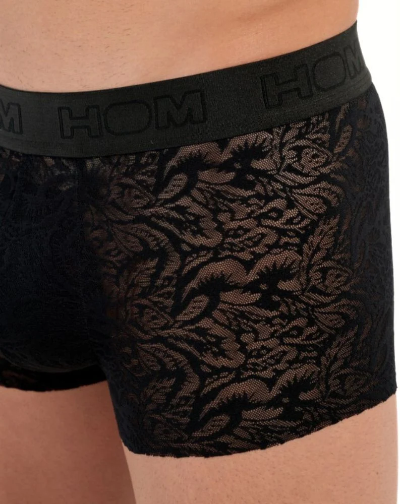 Temptation Free Cut Lace Boxer Trunk, Black - Image 4