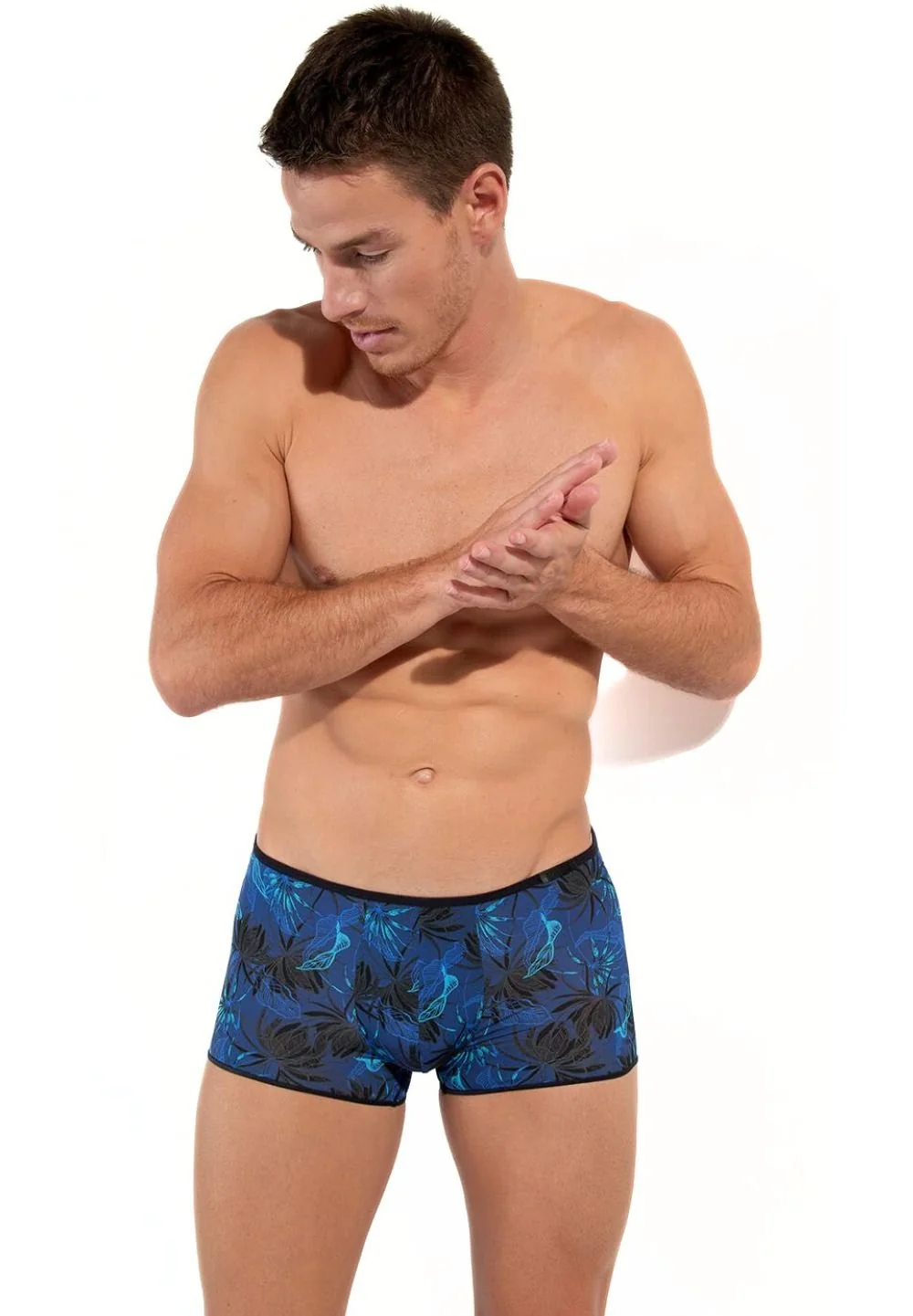 Temptation Palay Flowers Boxer Trunk, Blue - Image 5