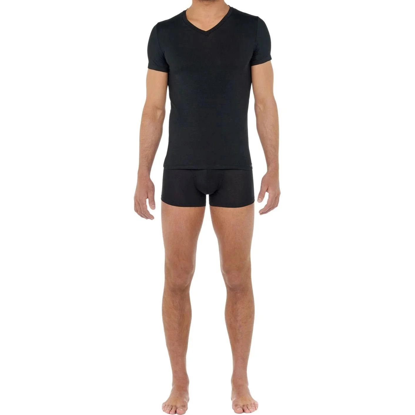 Tencel Soft V-Neck T-Shirt, Black - Image 5