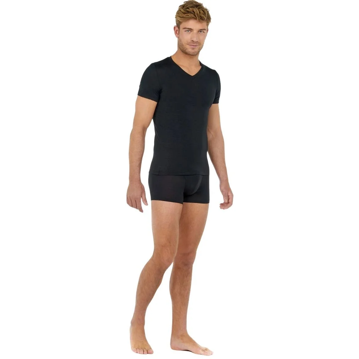 Tencel Soft V-Neck T-Shirt, Black - Image 6