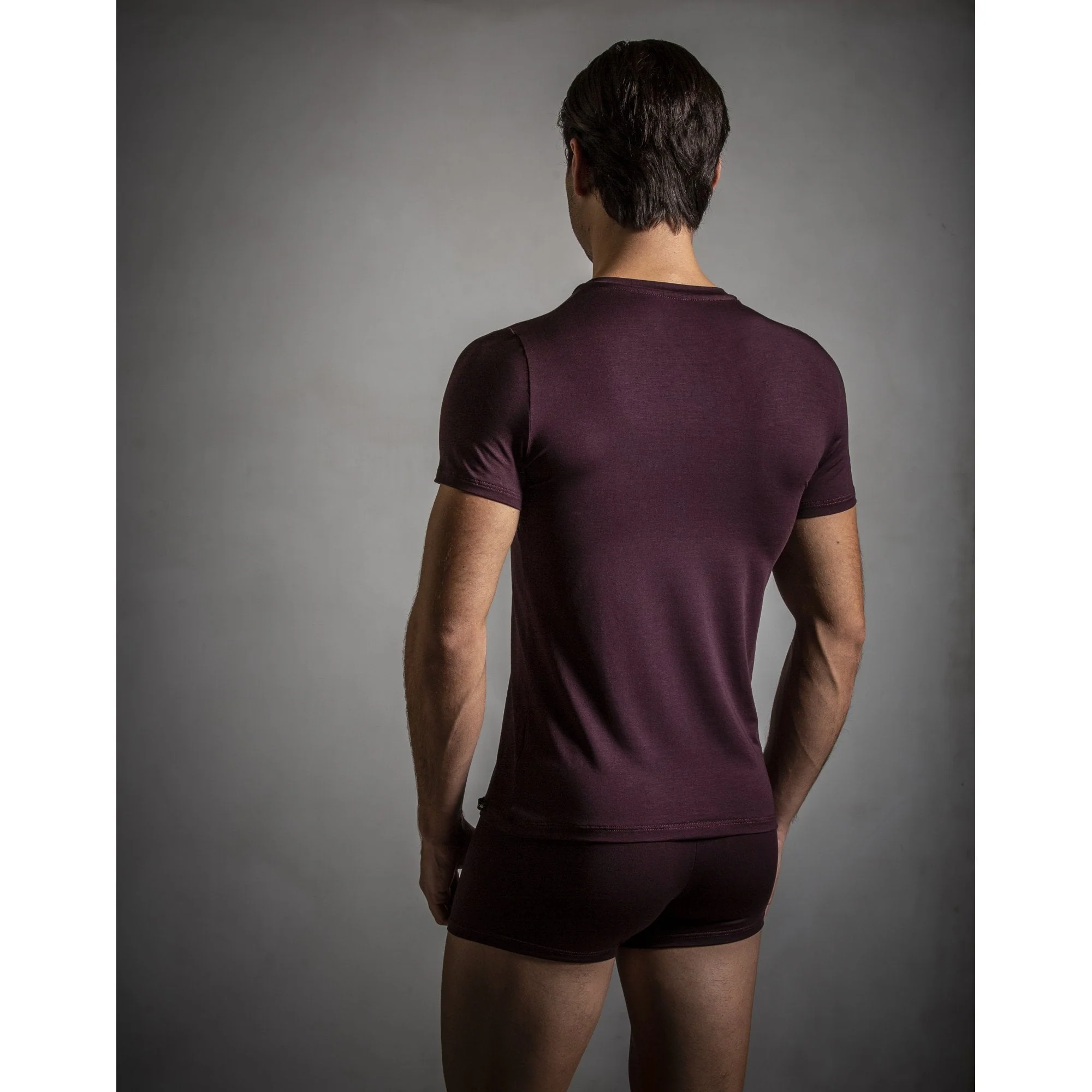 Tencel Soft V-Neck T-Shirt, Burgundy - Image 5