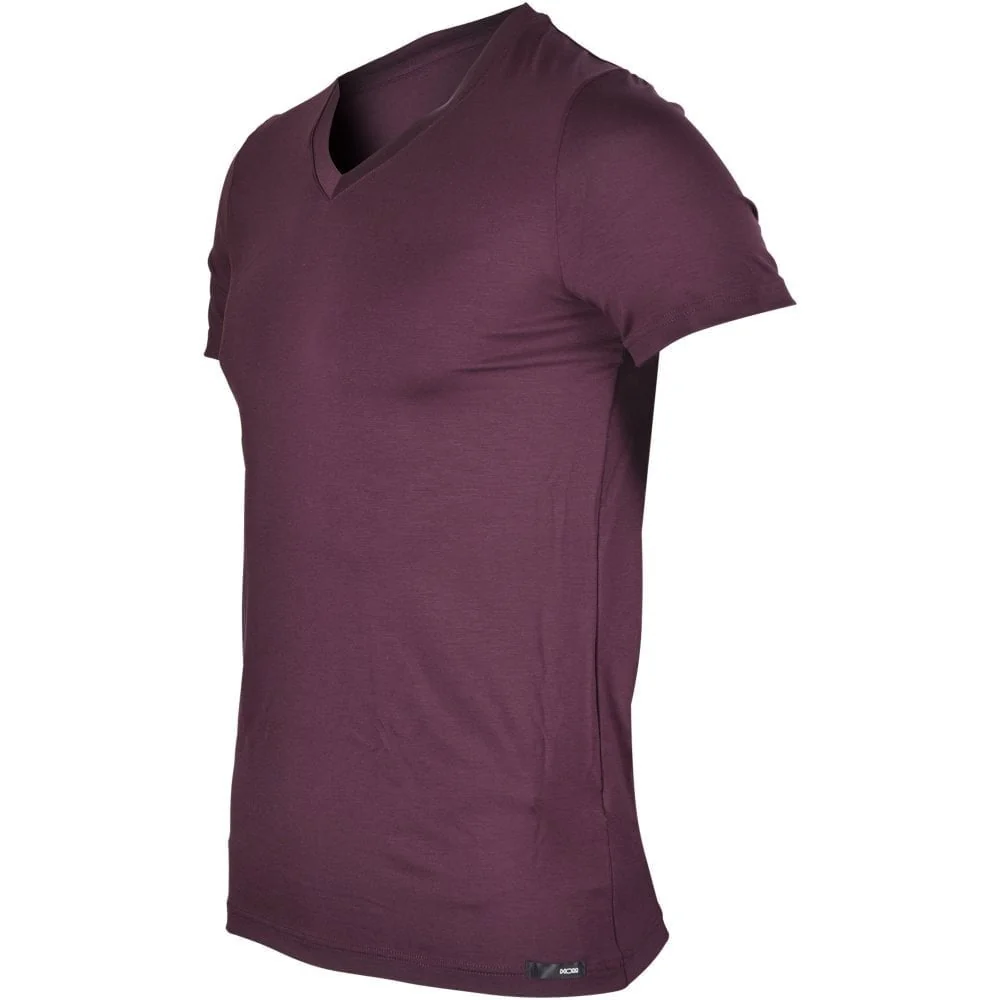 Tencel Soft V-Neck T-Shirt, Burgundy - Image 6