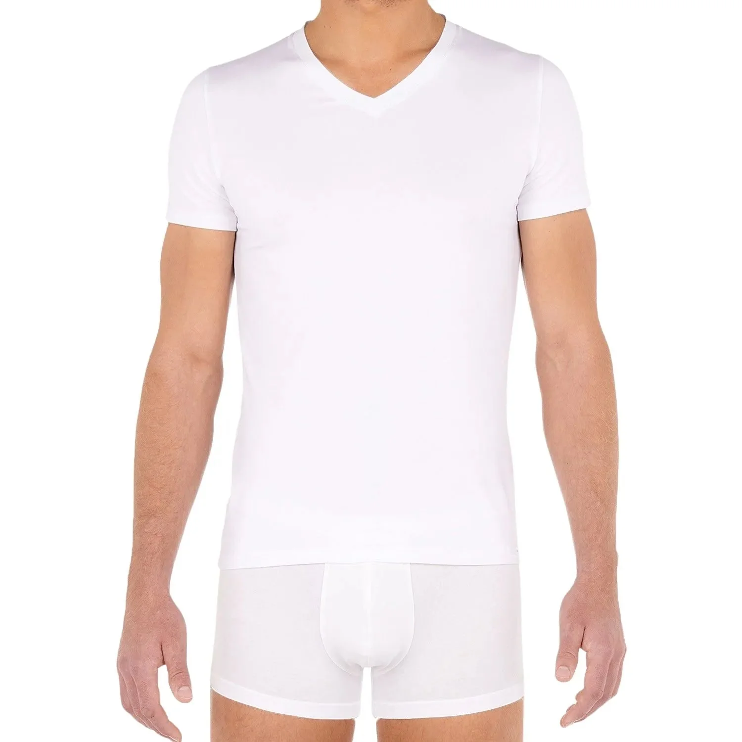 Tencel Soft V-Neck T-Shirt, White - Image 2
