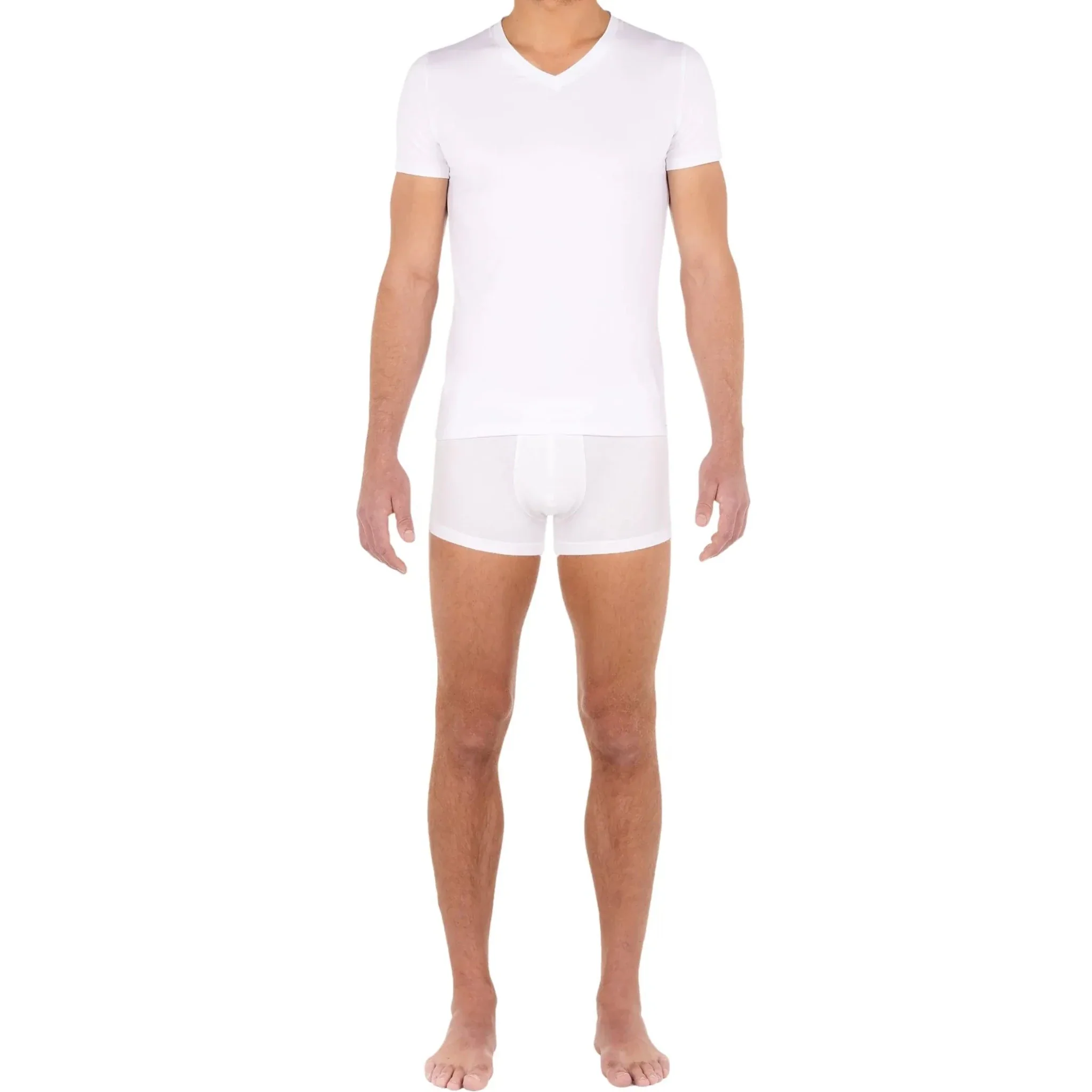 Tencel Soft V-Neck T-Shirt, White - Image 4