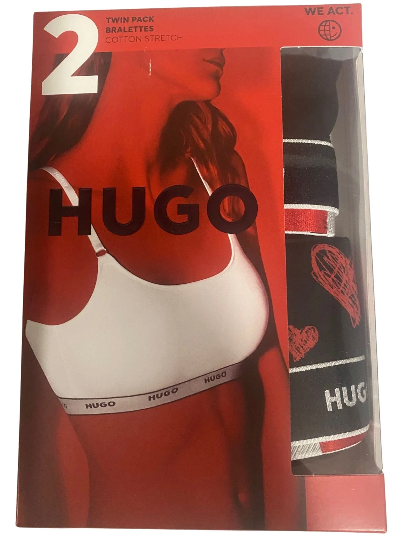 2-Pack Classic Logo Bralettes Hearts Gift Set, Black/red - Image 3