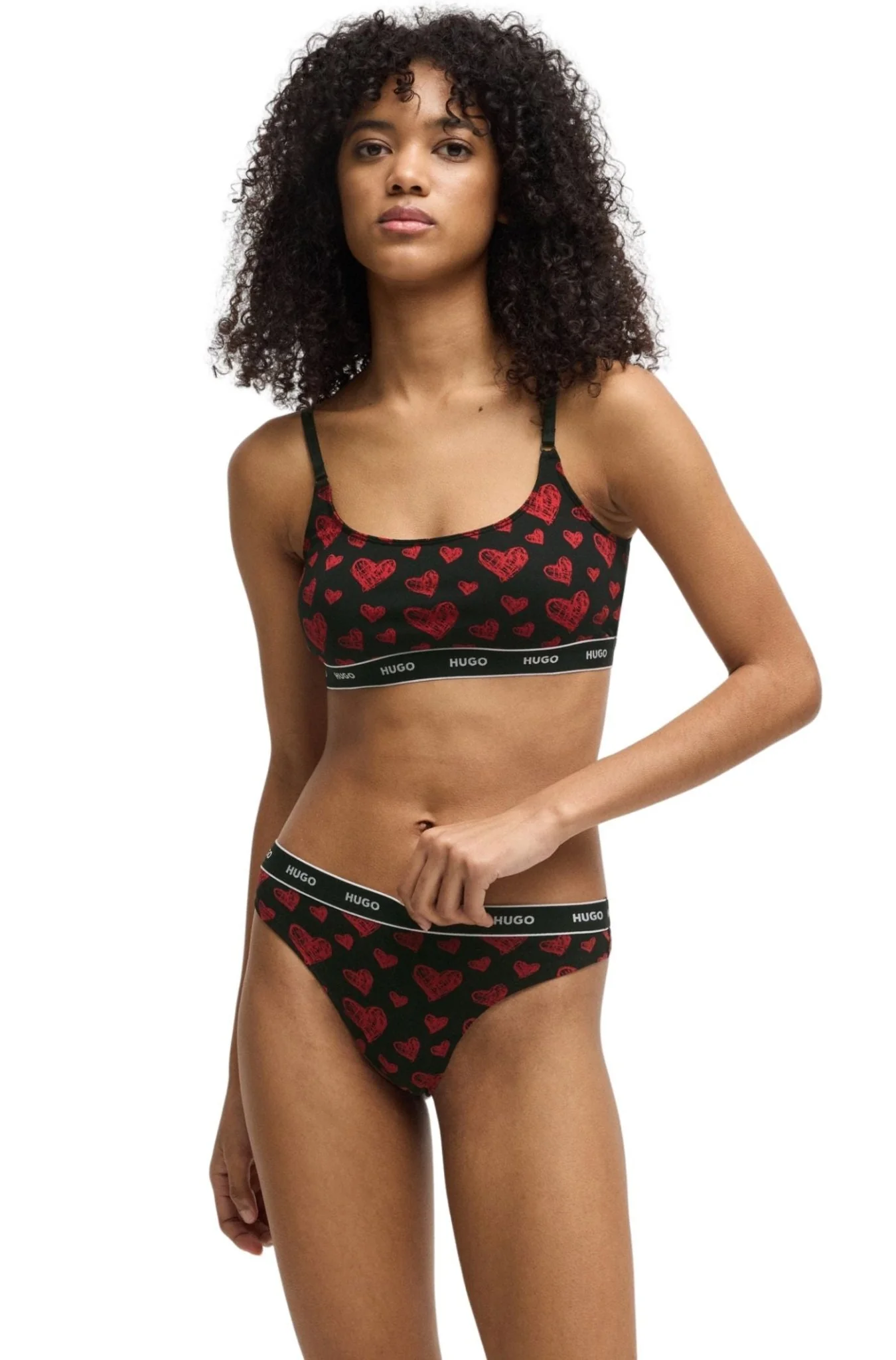 2-Pack Classic Logo Bralettes Hearts Gift Set, Black/red - Image 4