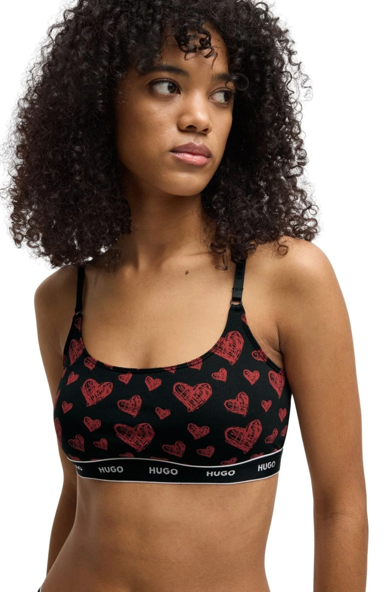 2-Pack Classic Logo Bralettes Hearts Gift Set, Black/red - Image 5