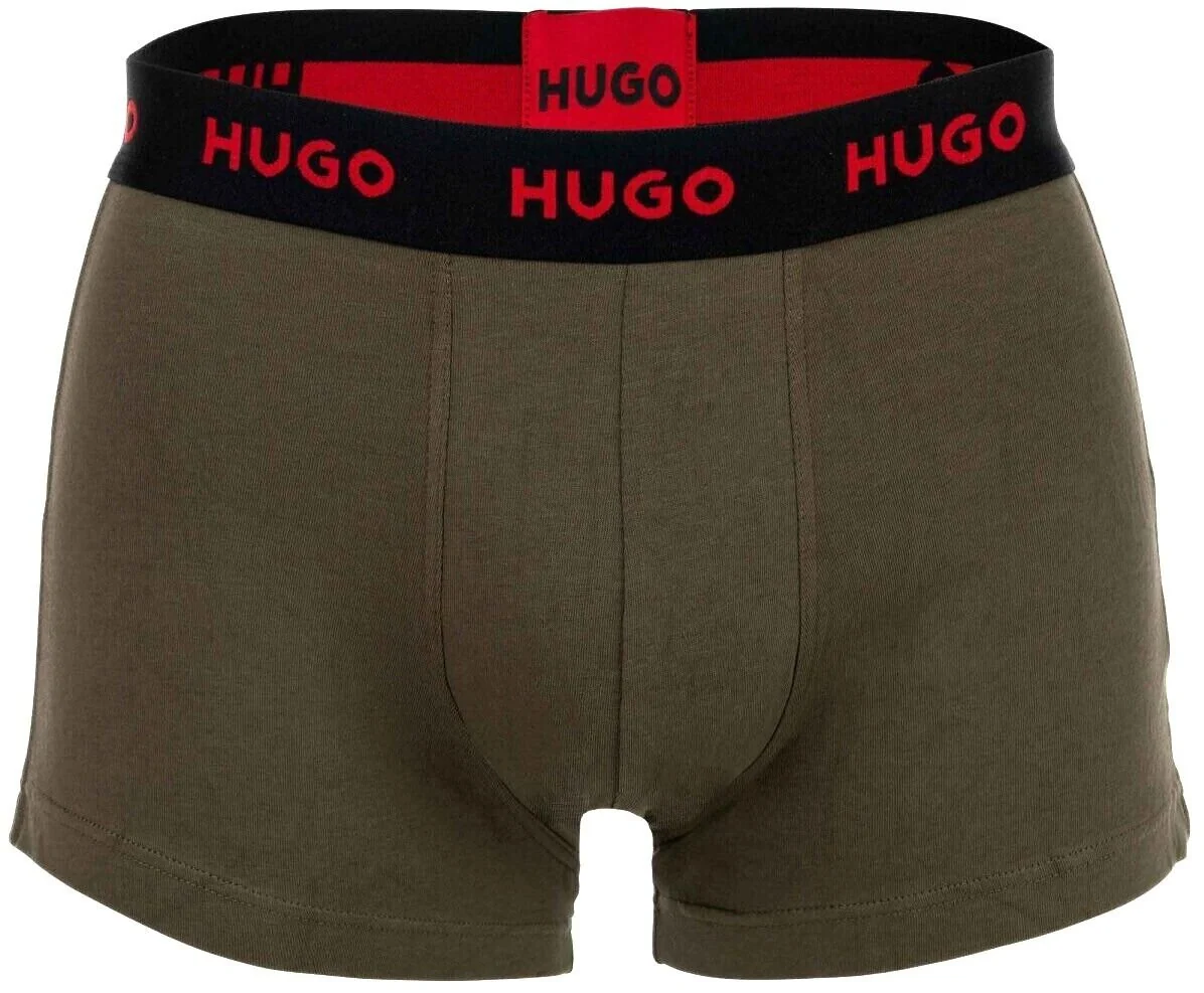 3-Pack Classic Logo Boxer Trunks, Black/Red/Khaki - Image 2