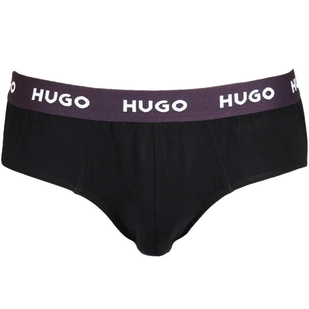 3-Pack Classic Logo Briefs, Black w/ purple/khaki - Image 4
